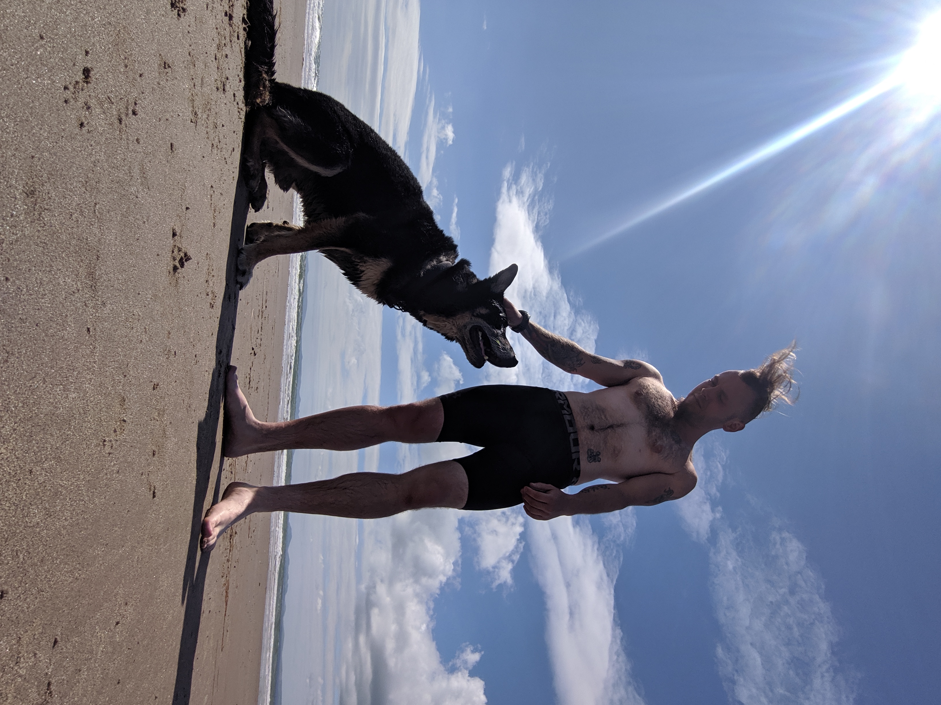 Rex and me at the beach